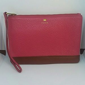 FOSSIL PINK LEATHER WRISTLET